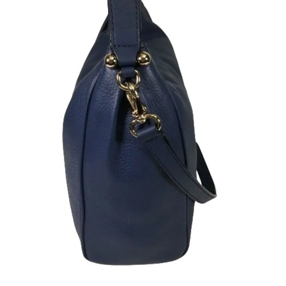 Kate Spade Charles Street Small Haven Navy Blue Leather Hobo Handbag Purse Bag